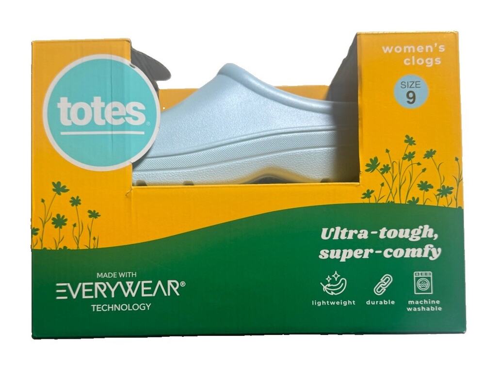 Totes Everywear Women’s Clogs Bonnie Blue Size 9 Lightweight Machine Washable